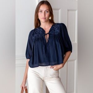 Emerson Fry Embroidered Puff Isla Top